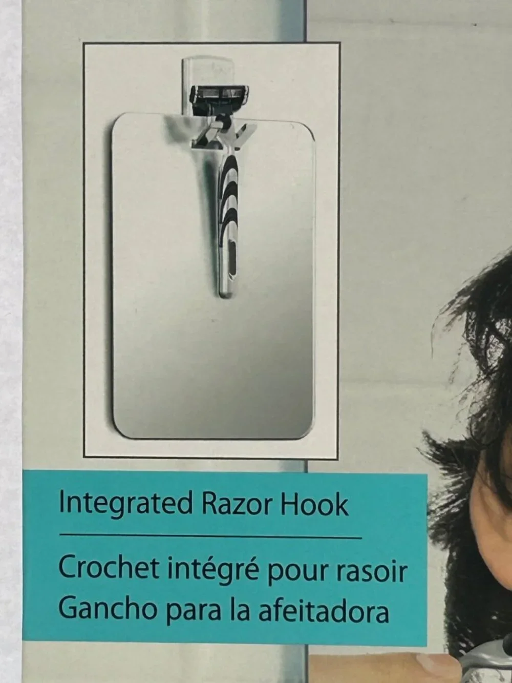 VISO Frameless Fog-Resistant Shower Mirror w/ Integrated Razor Hook NEW in box